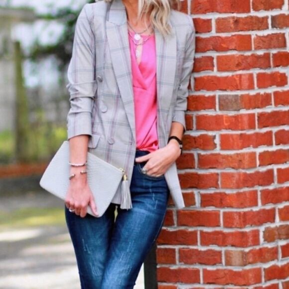 NWT- Cabi Plaid Sleuth Blazer Jacket - Size 2 - Picture 1 of 7